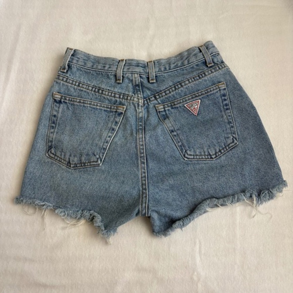 Vintage Guess Jeans Womens Distressed Denim Shorts Light Wash Made in USA AST050